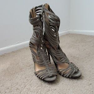 Olive green strappy heels